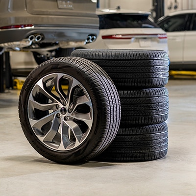 Stack of tires in Lincoln service center