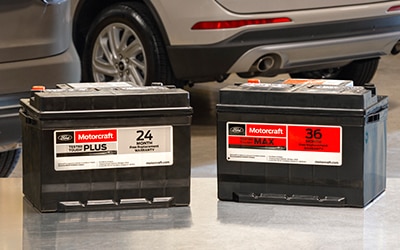 Motorcraft Batteries in a Lincoln Service bay.