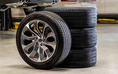 Stack of tires in Lincoln service center