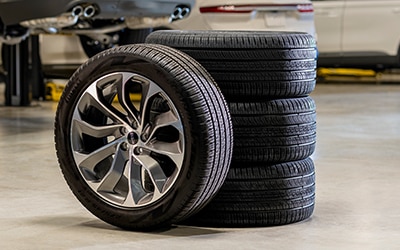 Stack of tires in Lincoln service center